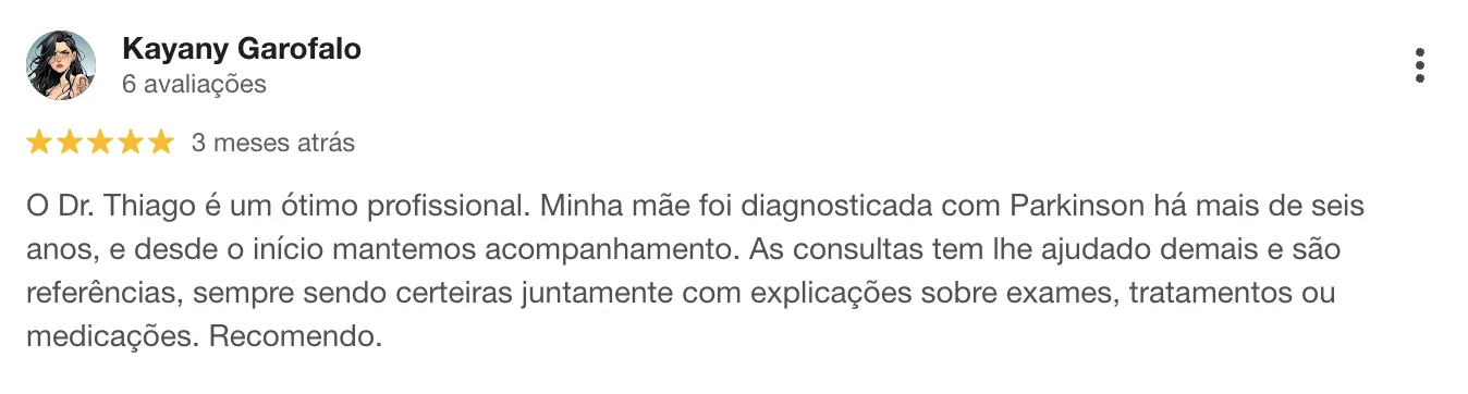 Avaliação 4 no Google sobre o Dr. Thiago