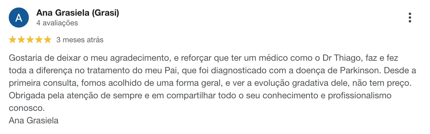 Avaliação 2 no Google sobre o Dr. Thiago